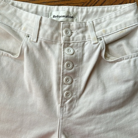 Reformation Madison Button Fly Wide Leg White Denim Jeans size 28 - Picture 4 of 8